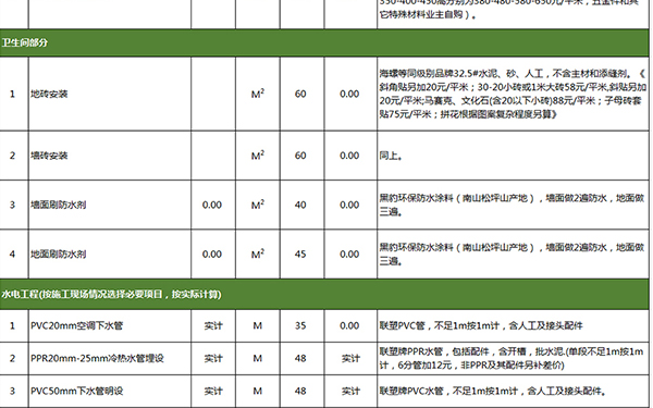 房屋裝修報(bào)價(jià)單