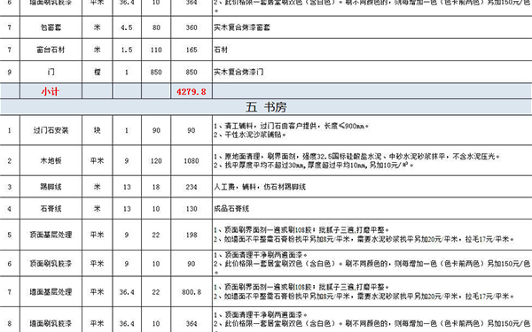 裝修報(bào)價(jià)單明細(xì)