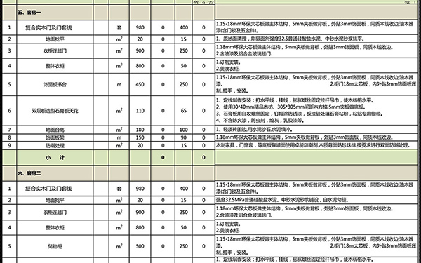 裝修報(bào)價(jià)單明細(xì)