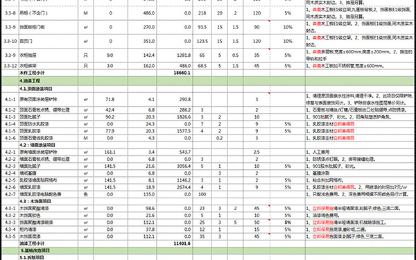 裝修報(bào)價(jià)單