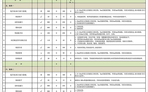 裝修報(bào)價(jià)單